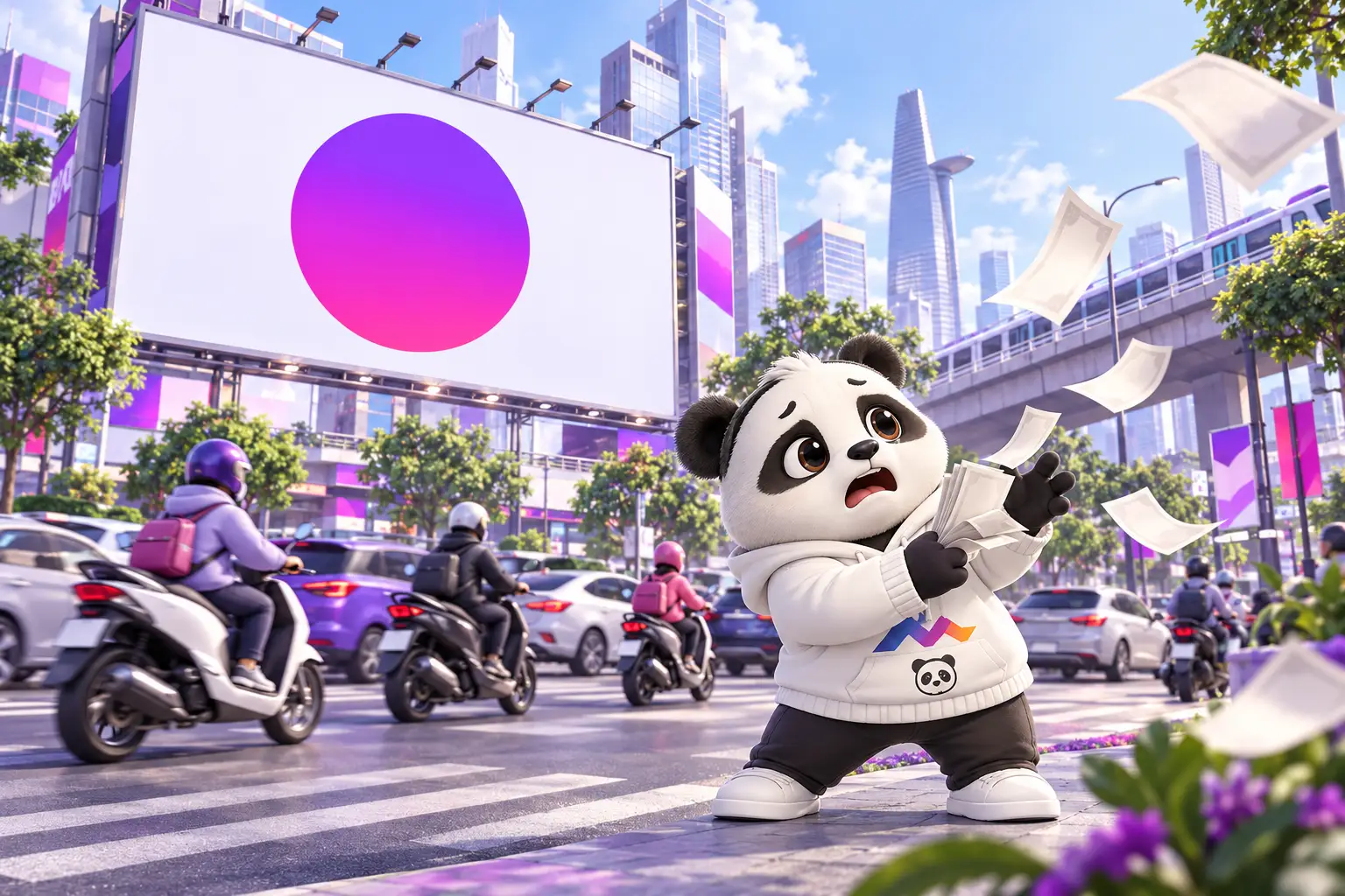 Branding đốt tiền bằng bảng quảng cáo nhận diện ở ngã tư