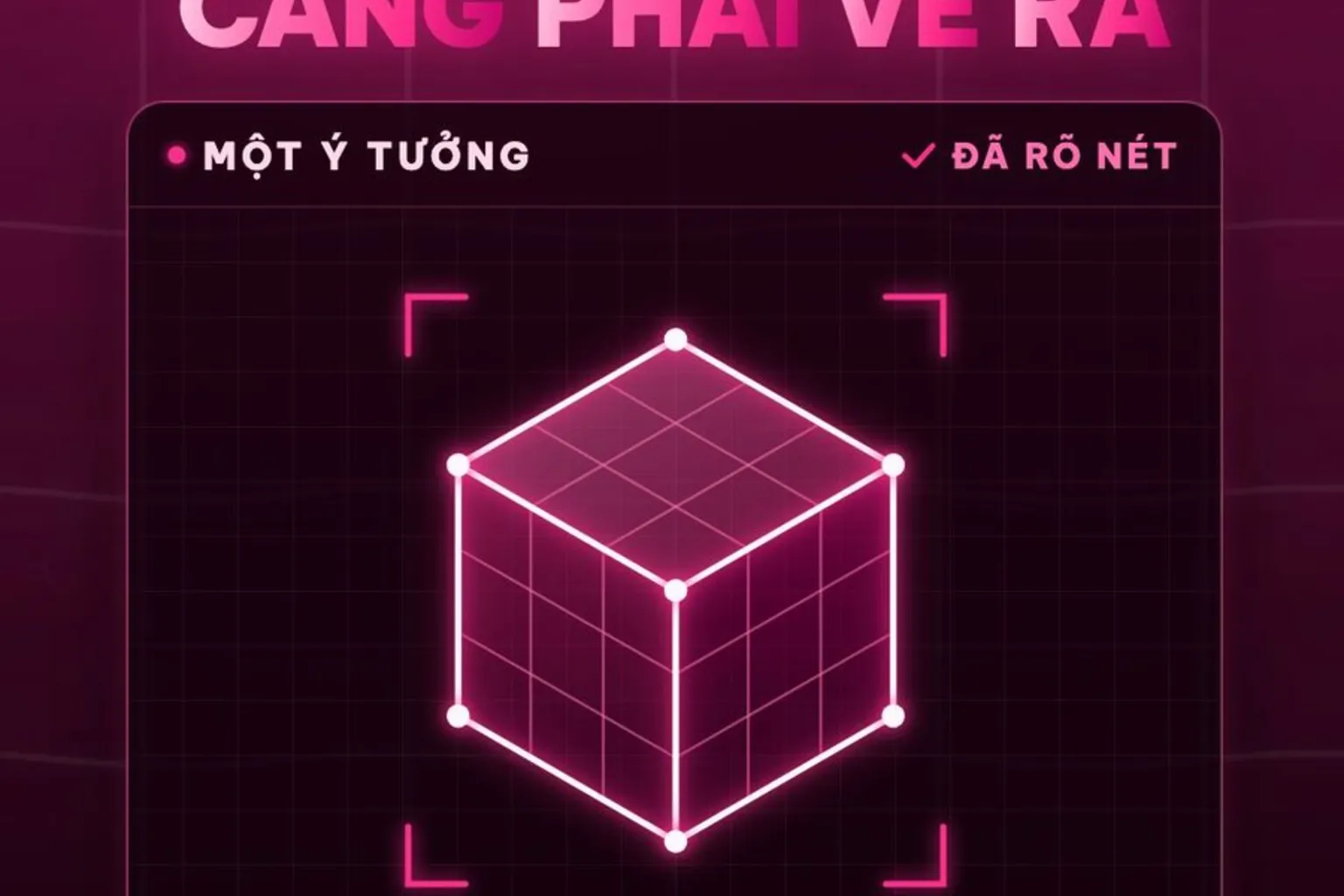 Khung hình thật: khối mờ thành khối lập phương nét rõ, chữ càng khó hình dung càng phải vẽ ra
