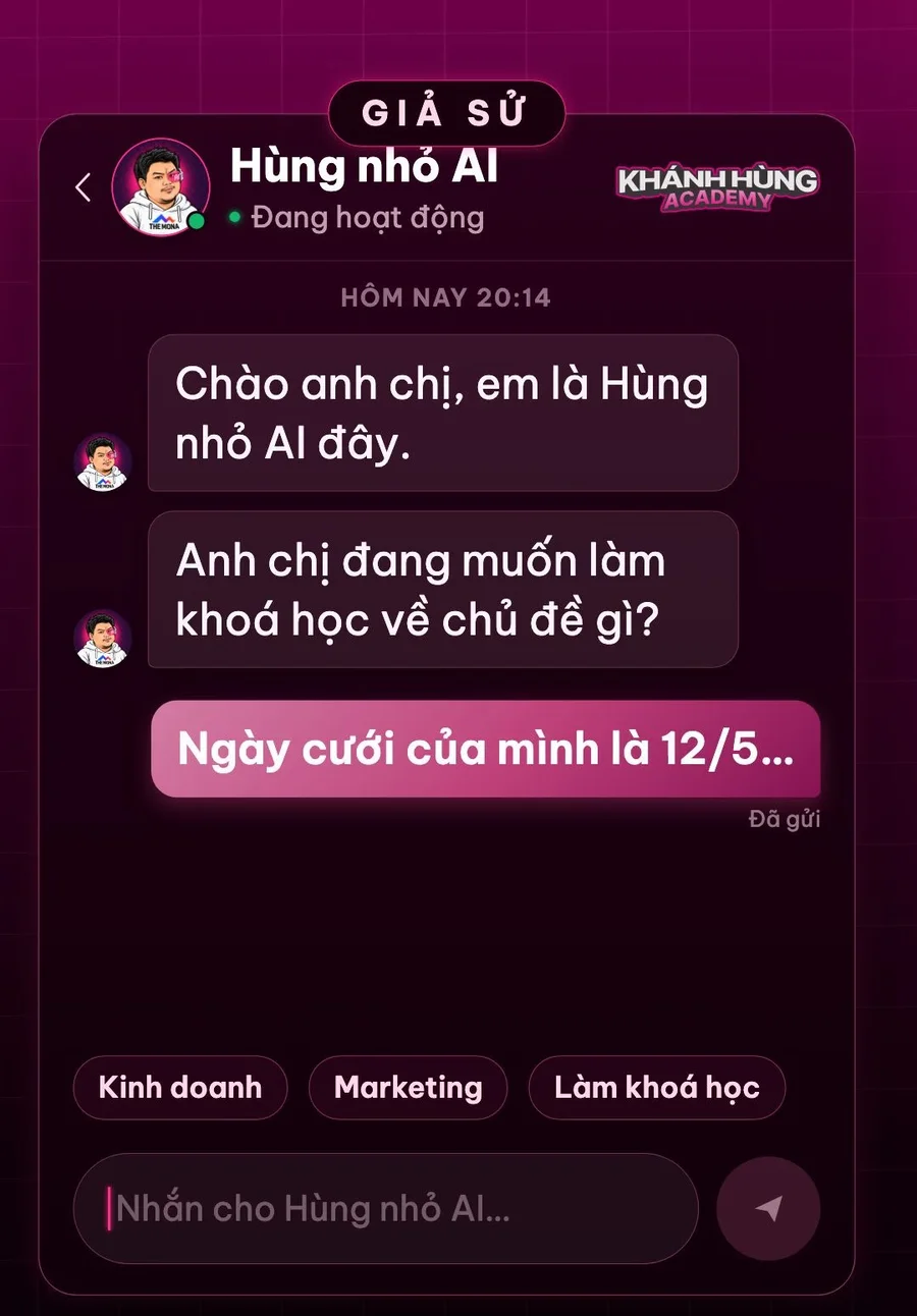 Chat với Hùng nhỏ AI: không ai đi khai ngày cưới cho chatbot