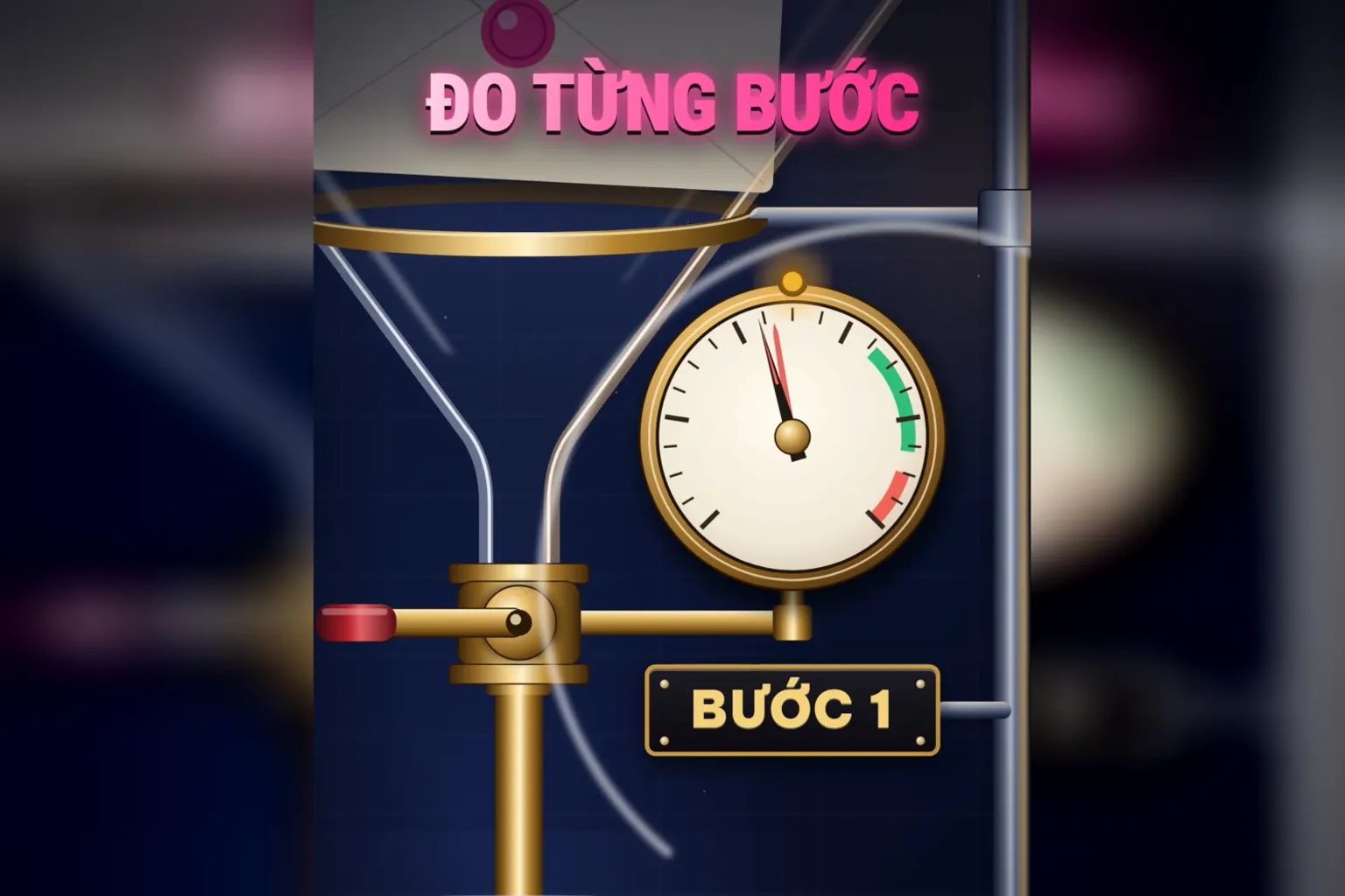 Chạy quảng cáo đo từng bước trên phễu: phễu thuỷ tinh có đồng hồ đo bước 1