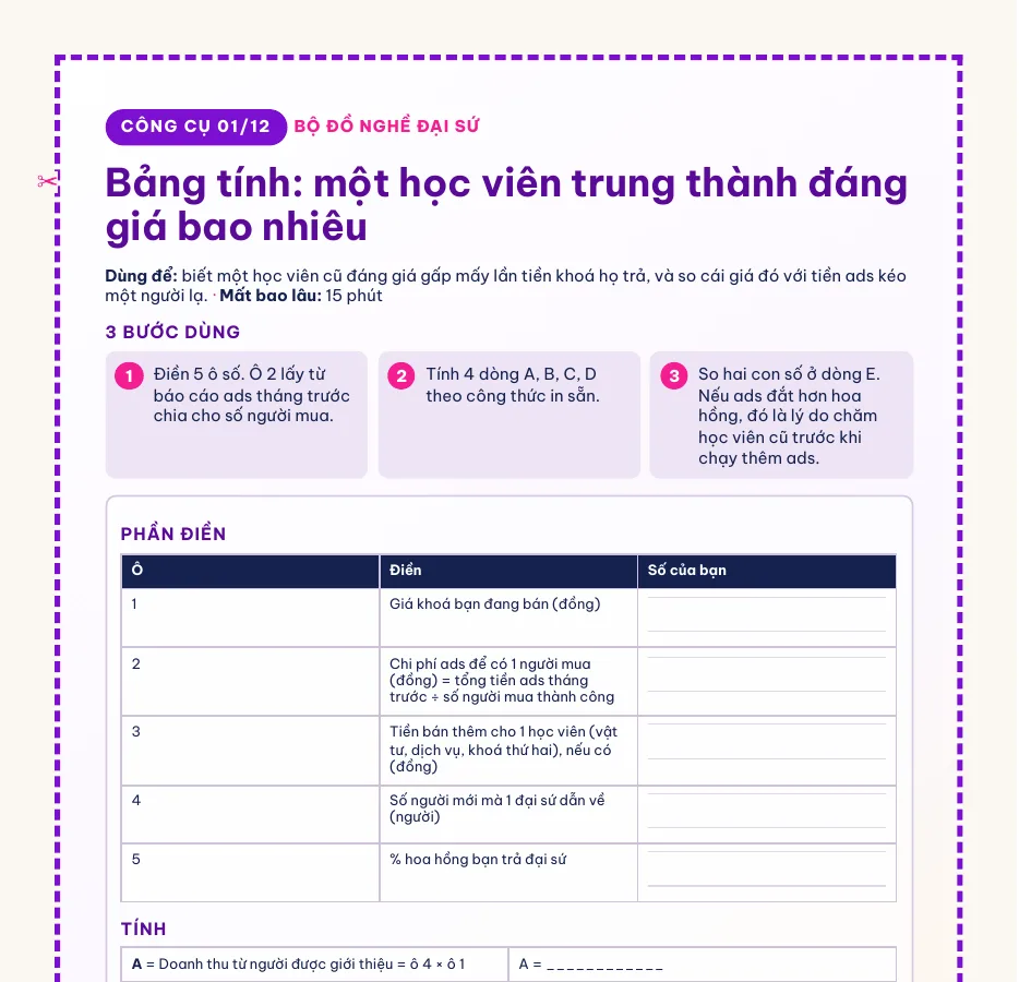 Công cụ bảng tính học viên trung thành đáng giá bao nhiêu