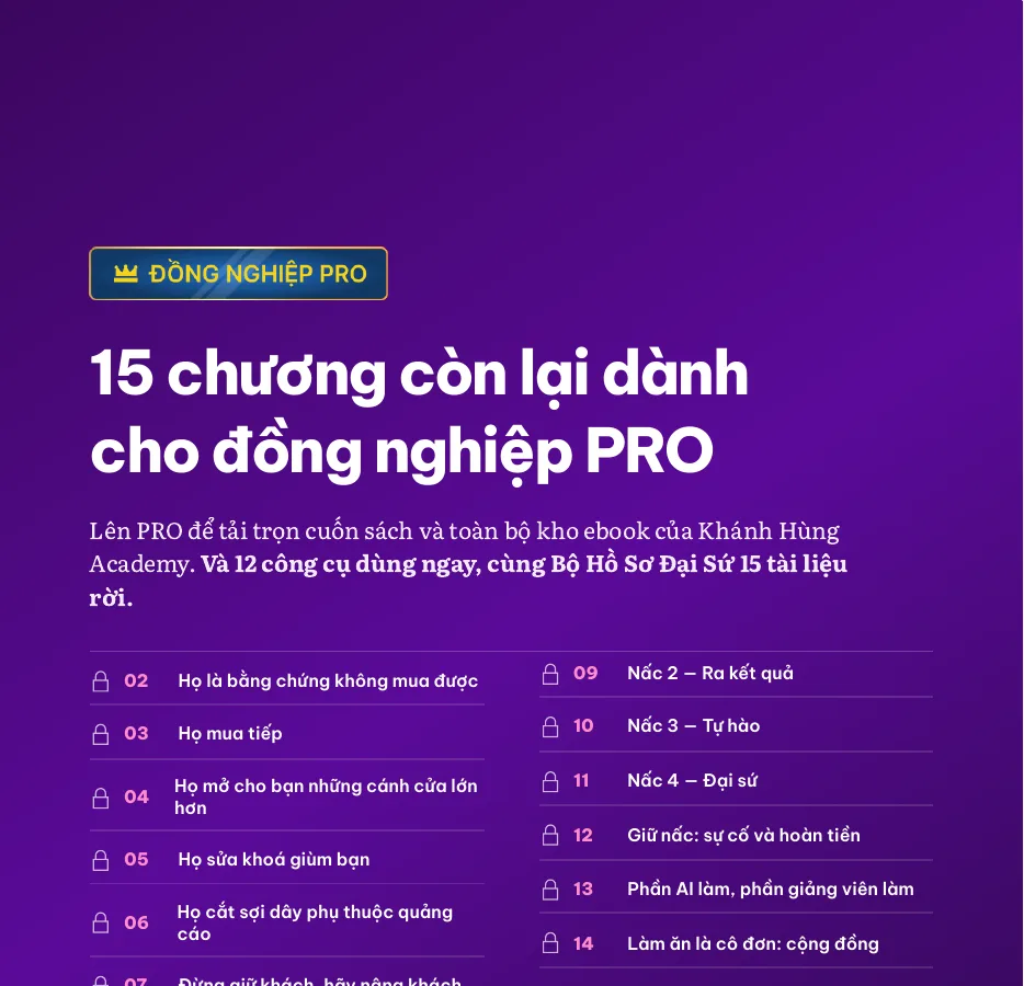 Bản đọc thử dừng ở chương 1, 15 chương còn lại dành cho đồng nghiệp PRO