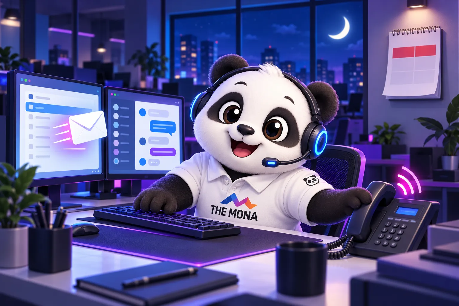 Chatbot AI tư vấn khách hàng Gấu Cười của MONA trực chat, hộp thư email và điện thoại cả đêm