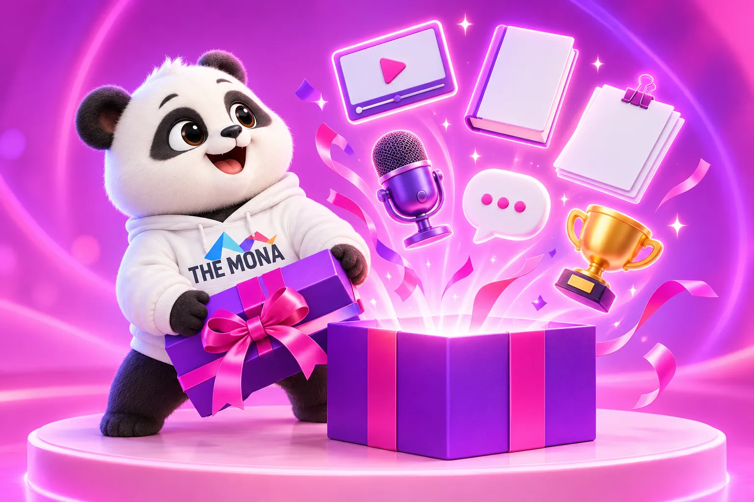 Info business là kinh doanh tri thức: gấu THE MONA bật nắp hộp, bung ra khoá học video, ebook, tài liệu, podcast, cộng đồng