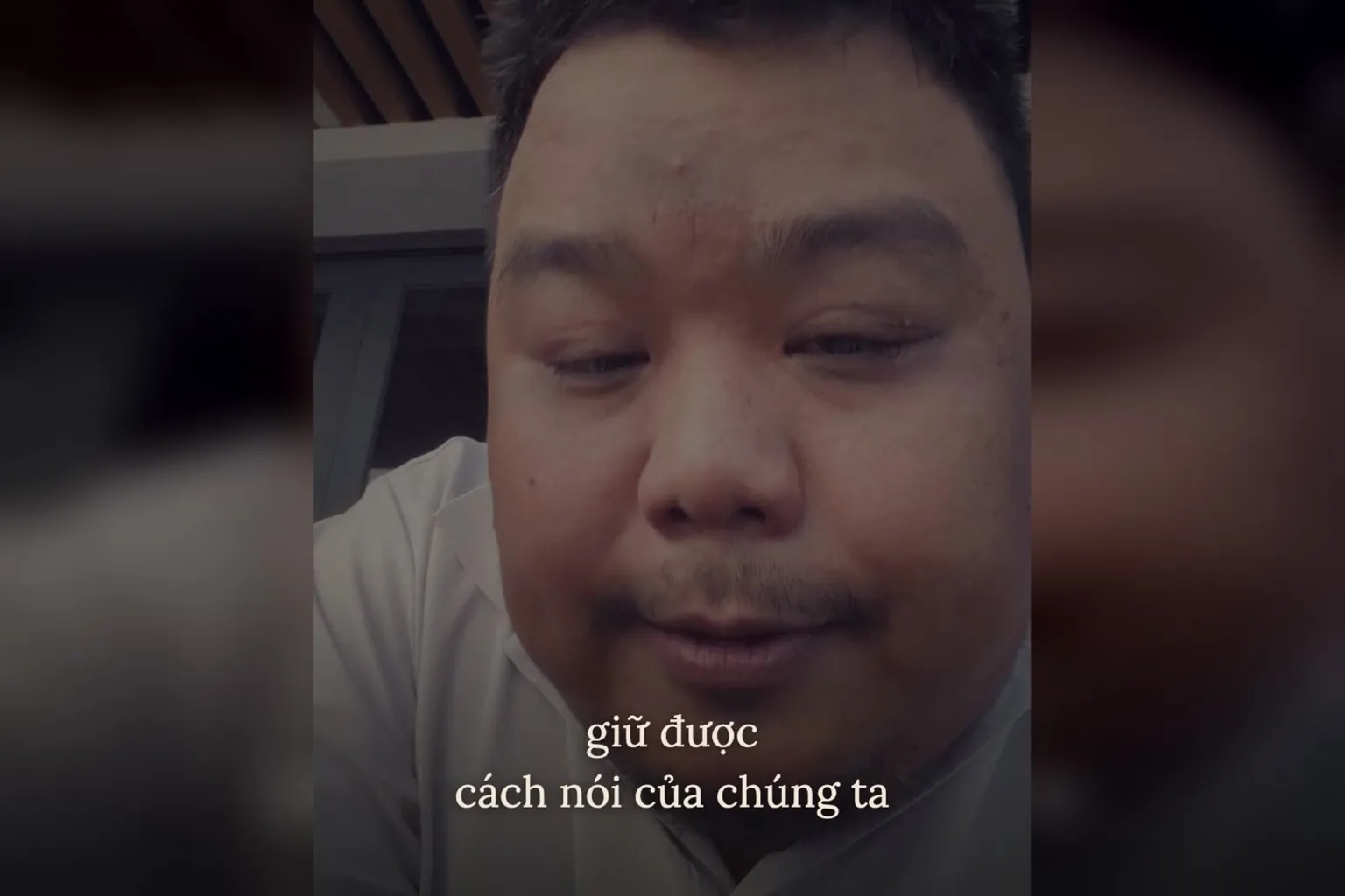 AI giữ được cách nói: mặt Hùng trong khung phim viền đen, câu trích giữ được cách nói của chúng ta