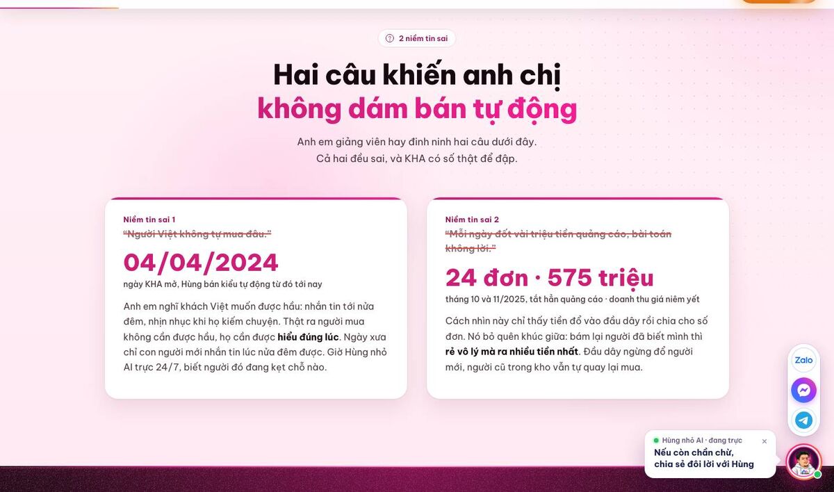 Bán tự động: khách tự đi hết đường dây và tự chuyển khoản