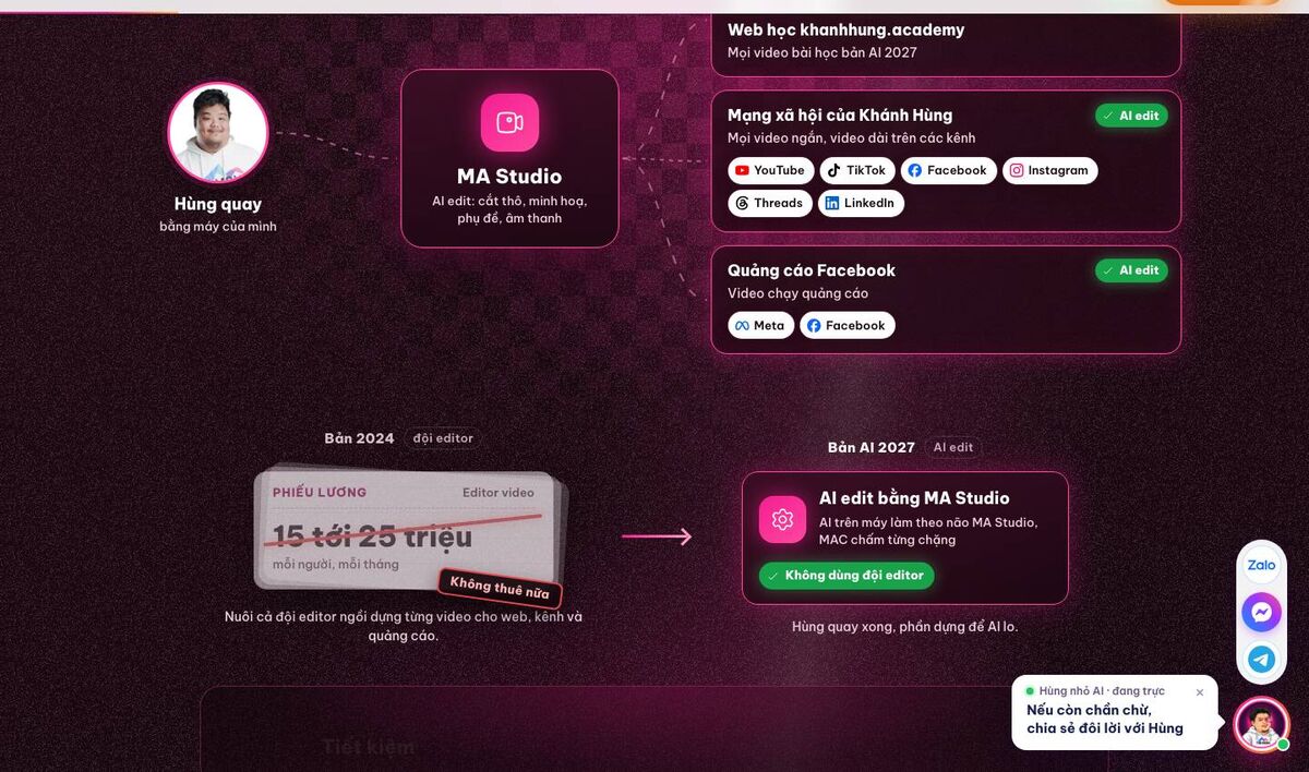 MA Studio: Hùng quay bằng máy của mình, AI dựng video thay editor