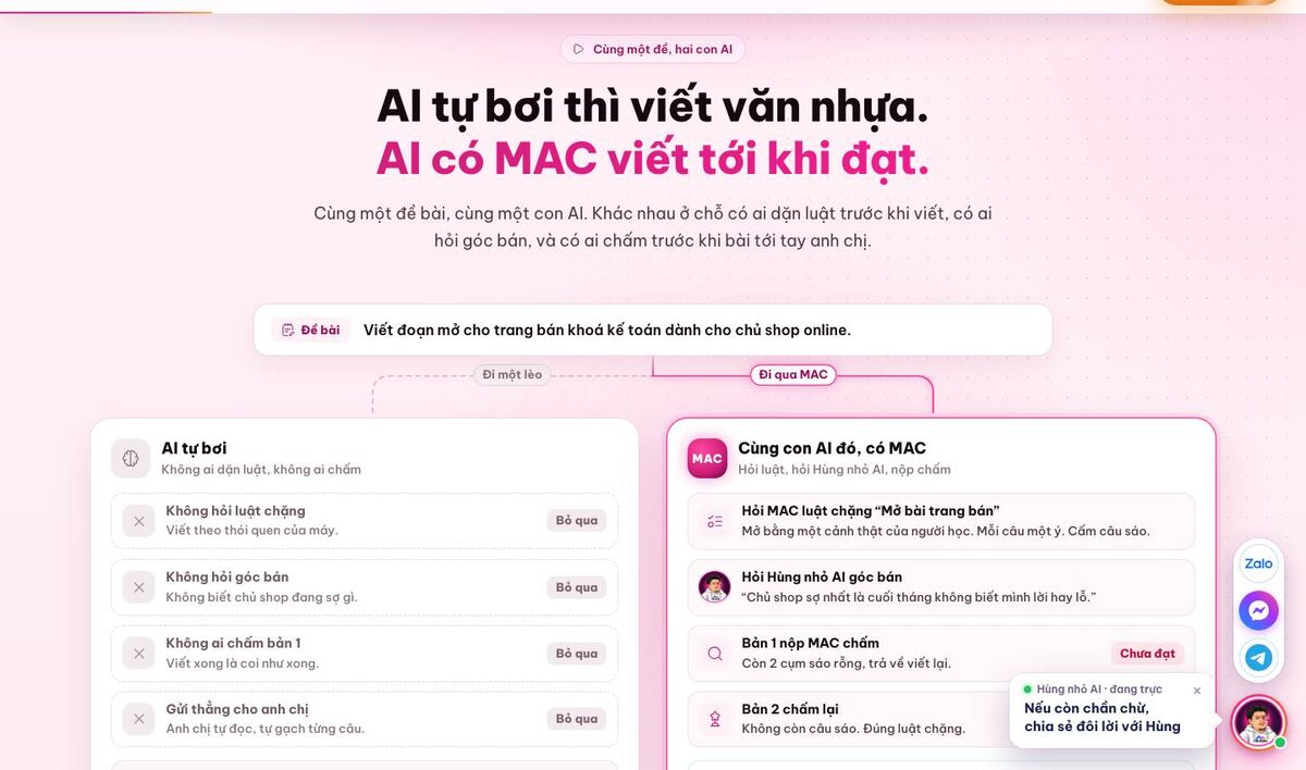 MAC chấm bài của AI trên máy bạn, chưa đạt thì bắt làm lại