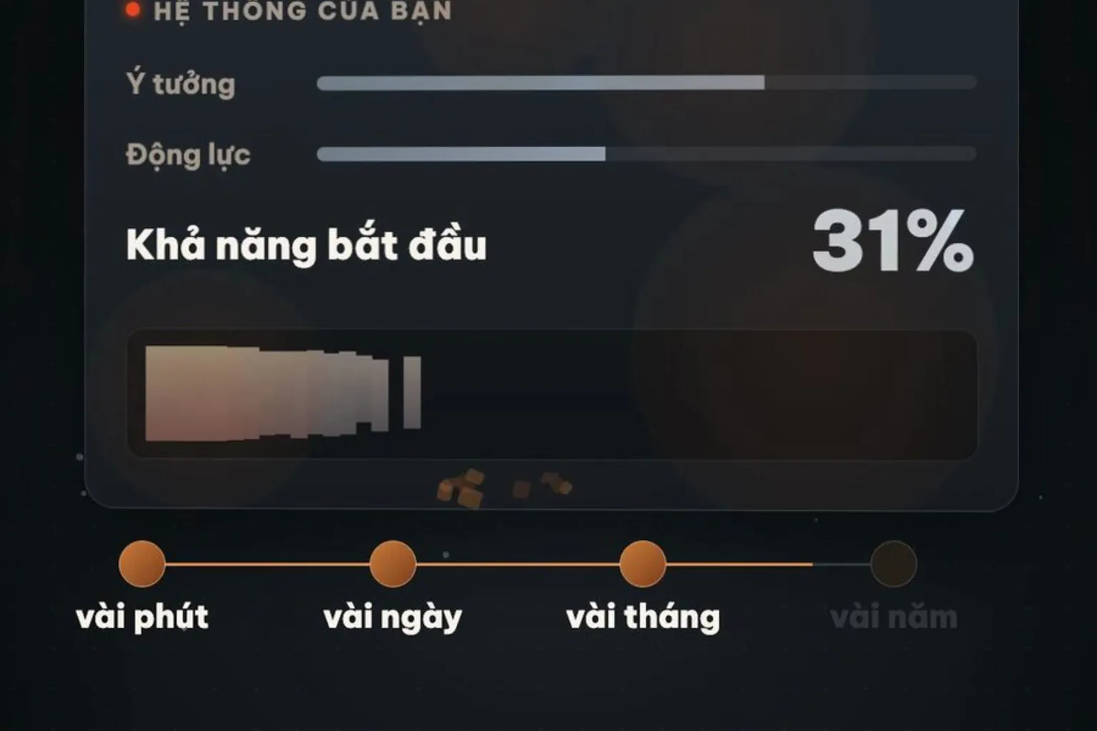 Khung hình thật: thanh khả năng bắt đầu mòn còn 31 phần trăm theo mốc vài phút, vài ngày, vài tháng