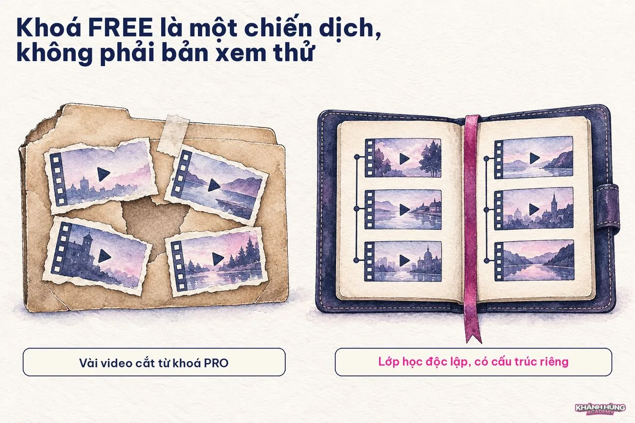 Khoá FREE là một lớp học độc lập để bán khoá học