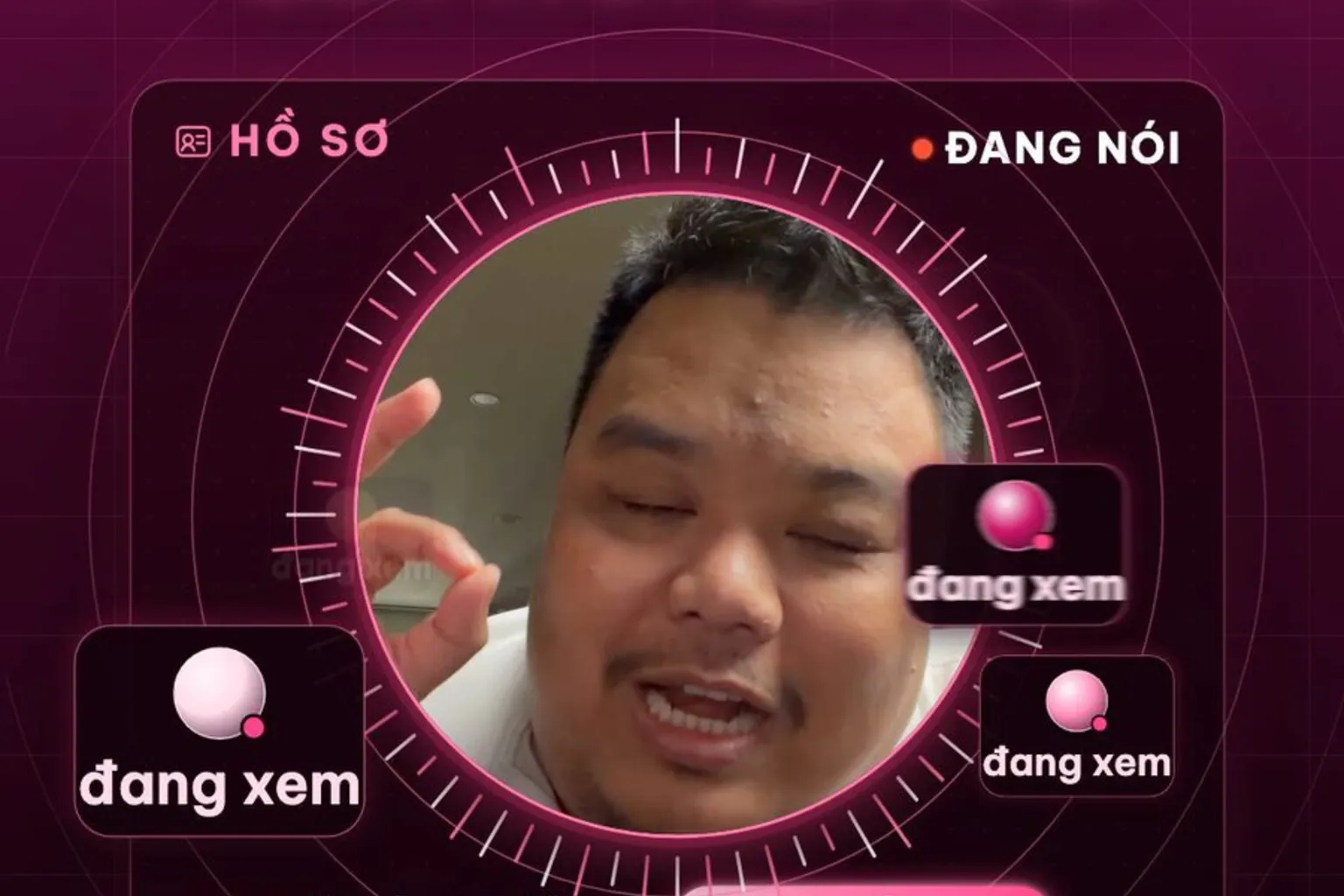 Khung hình thật: thẻ hồ sơ chuyên gia, mặt Hùng nói trong vòng tròn, chữ thương hiệu chuyên gia lời nói là đủ