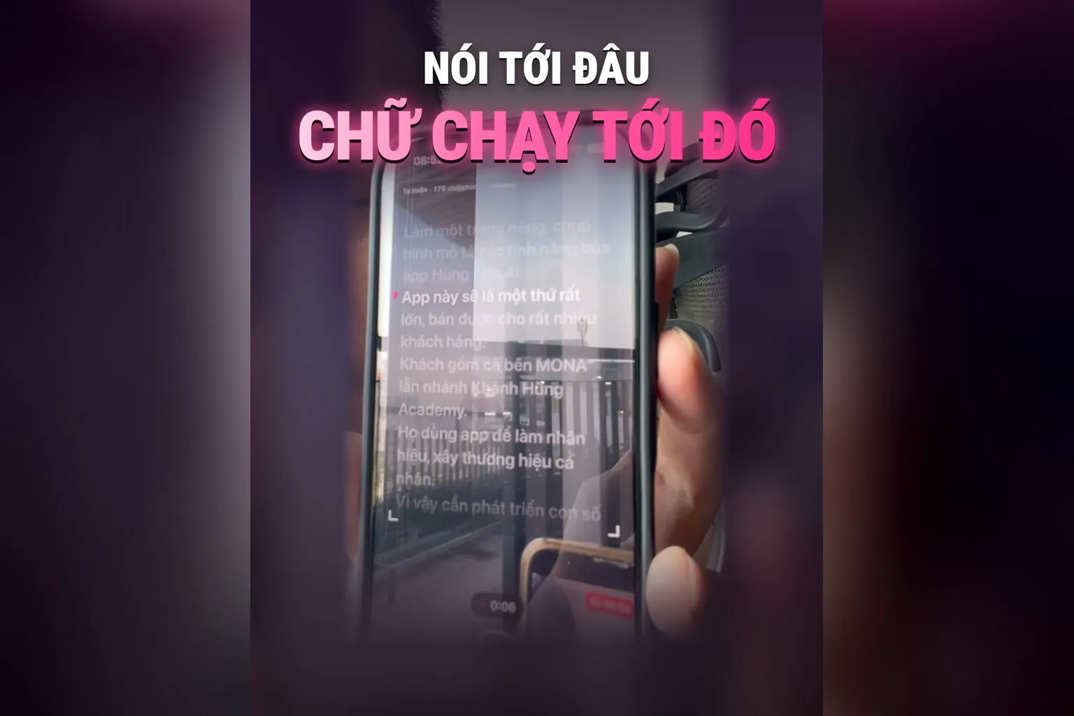 Teleprompter theo giọng nói: nói tới đâu chữ chạy tới đó, nhãn Bắt giọng nói trên khung chữ