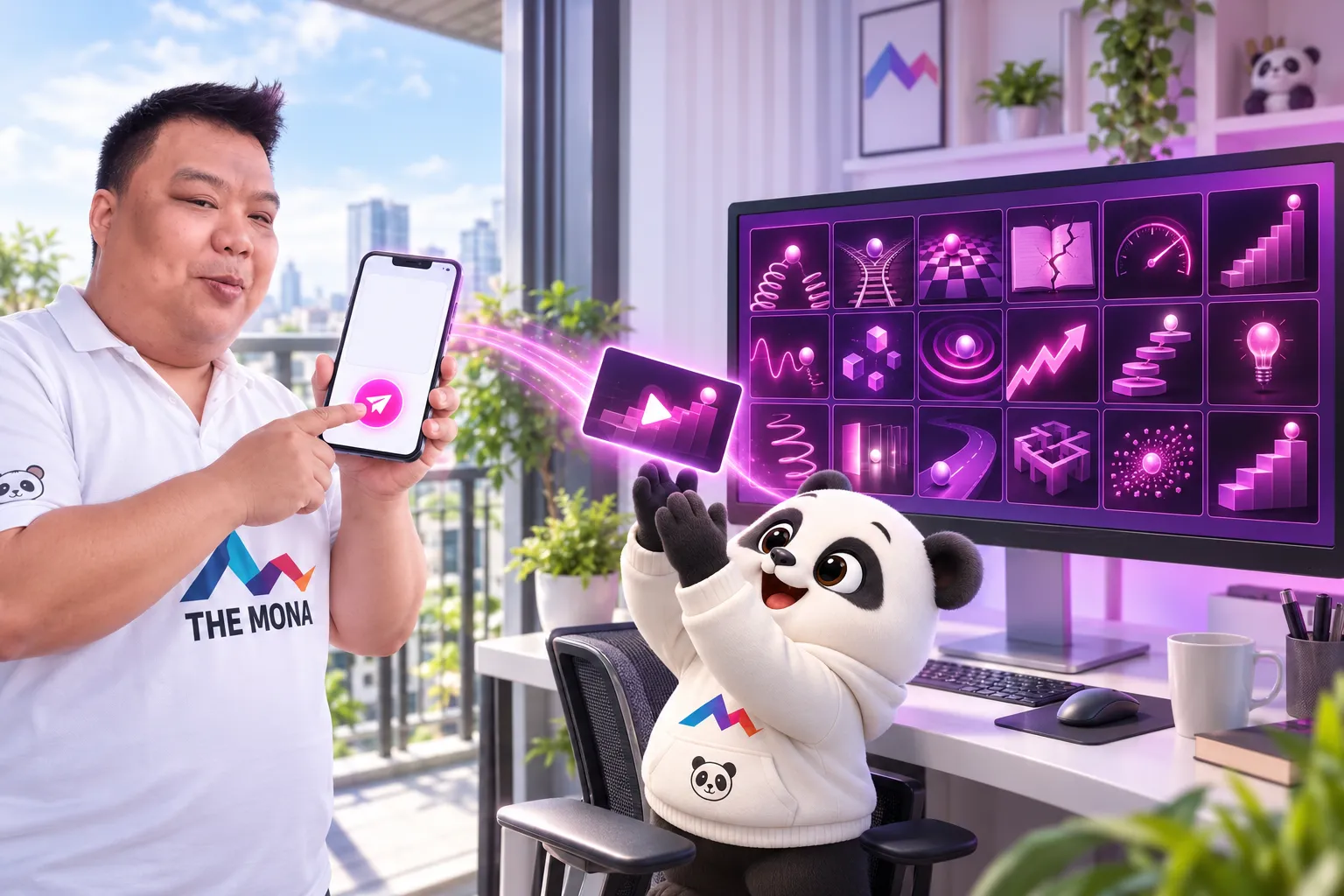 Hùng bấm Gửi clip trên app Hùng nhỏ AI với ô dặn dò trống, máy trạm ở nhà hiện lưới 18 cảnh animation giải thích