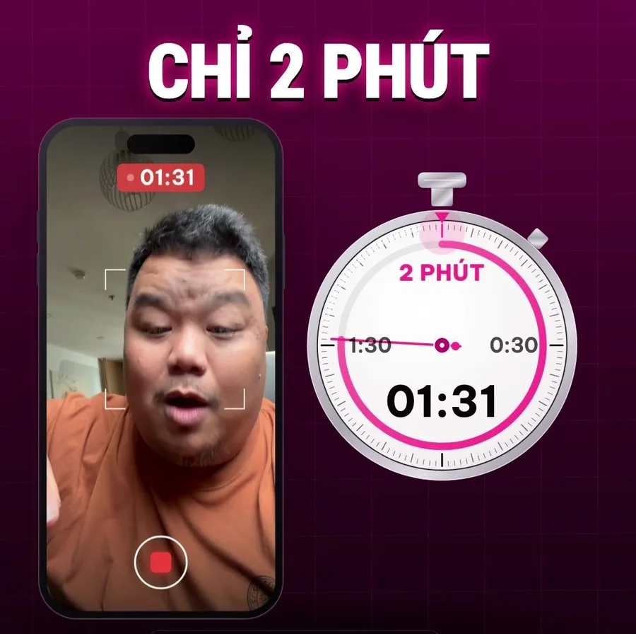 Quay video chỉ 2 phút, đồng hồ dừng ở 1 phút 31 giây