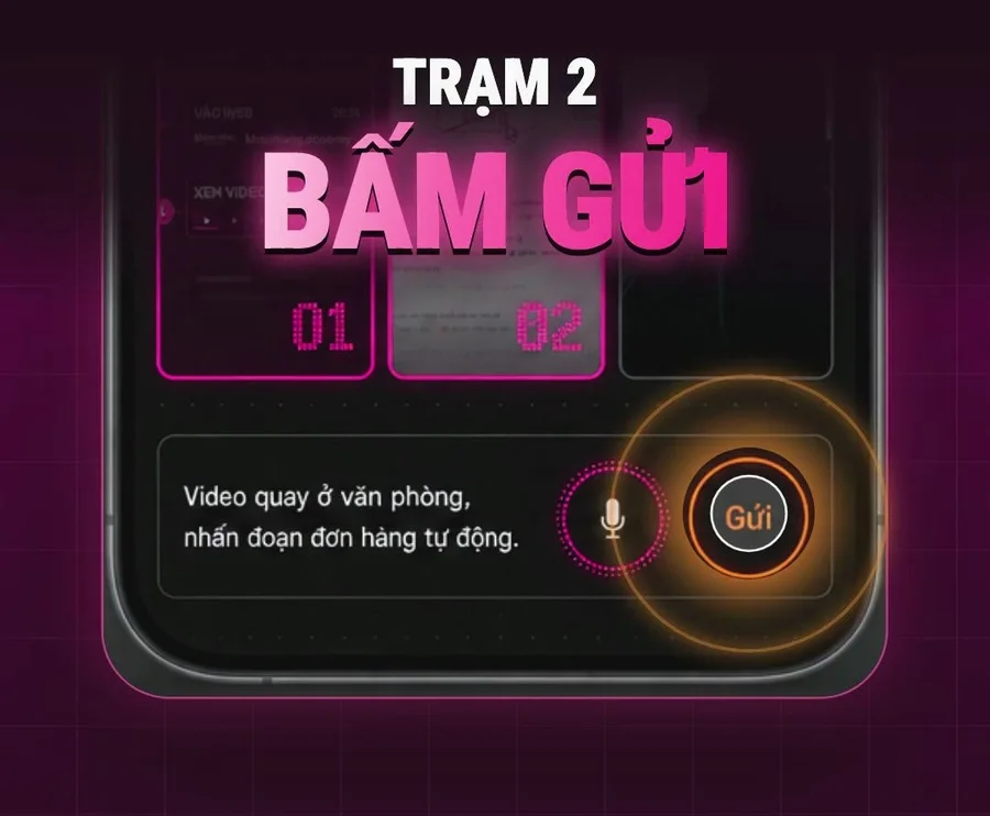 Trạm 2: bấm Gửi trong app Hùng nhỏ AI là xong phần của người